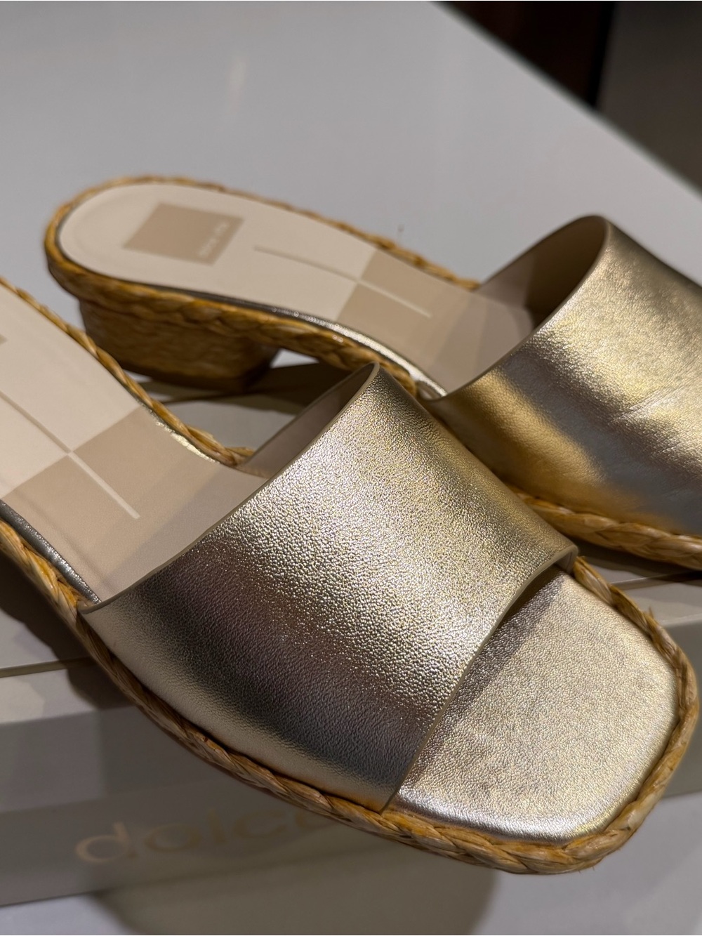 Dolce Vita Metallic Gold Espadrille Slide Sandals